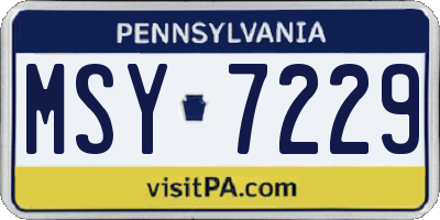 PA license plate MSY7229