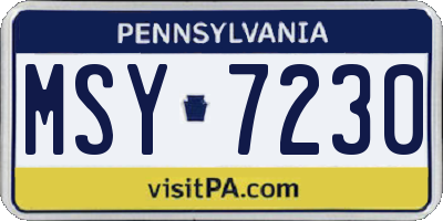 PA license plate MSY7230