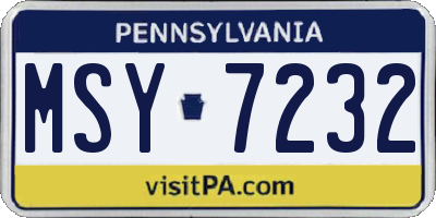 PA license plate MSY7232