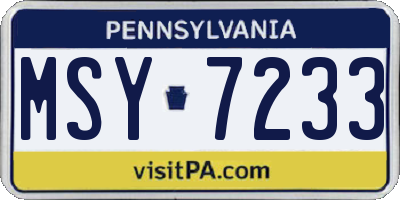 PA license plate MSY7233