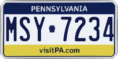 PA license plate MSY7234