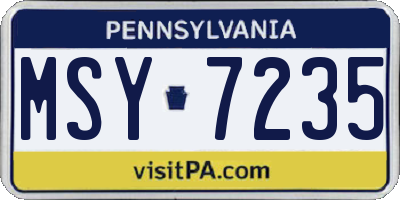 PA license plate MSY7235
