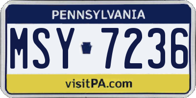 PA license plate MSY7236