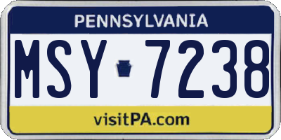 PA license plate MSY7238
