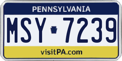 PA license plate MSY7239