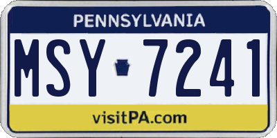PA license plate MSY7241