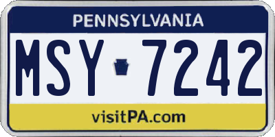 PA license plate MSY7242