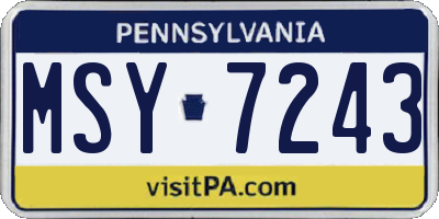 PA license plate MSY7243