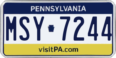 PA license plate MSY7244