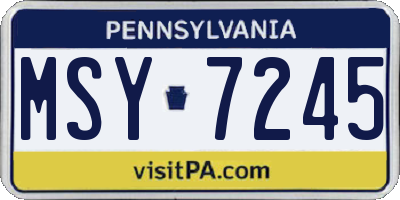 PA license plate MSY7245