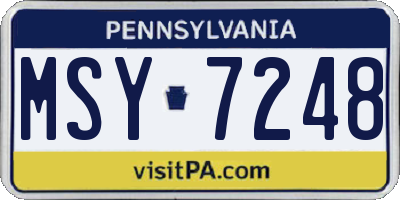 PA license plate MSY7248