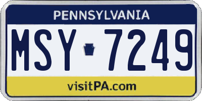 PA license plate MSY7249