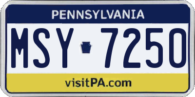 PA license plate MSY7250