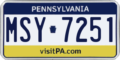 PA license plate MSY7251
