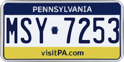 PA license plate MSY7253