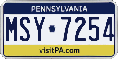PA license plate MSY7254