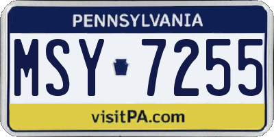 PA license plate MSY7255