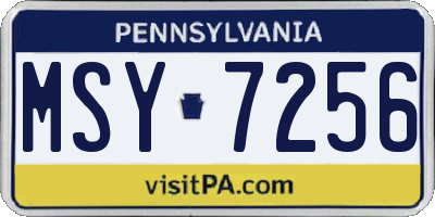 PA license plate MSY7256