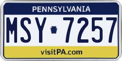 PA license plate MSY7257
