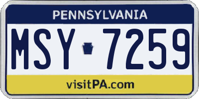 PA license plate MSY7259