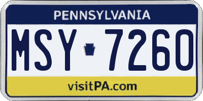 PA license plate MSY7260
