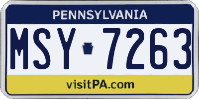 PA license plate MSY7263