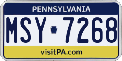 PA license plate MSY7268