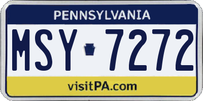 PA license plate MSY7272