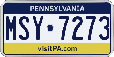 PA license plate MSY7273