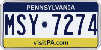 PA license plate MSY7274