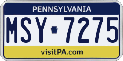 PA license plate MSY7275