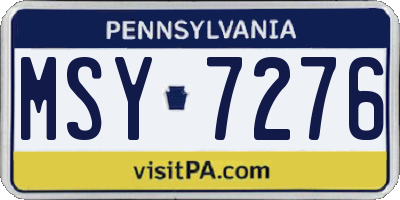 PA license plate MSY7276