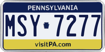 PA license plate MSY7277