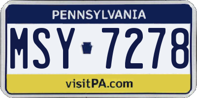 PA license plate MSY7278