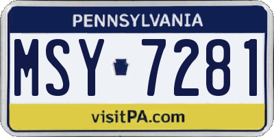 PA license plate MSY7281