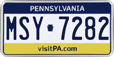 PA license plate MSY7282