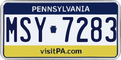 PA license plate MSY7283