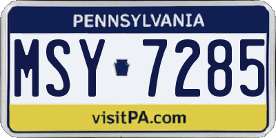 PA license plate MSY7285