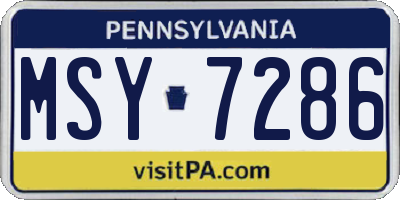 PA license plate MSY7286