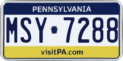 PA license plate MSY7288