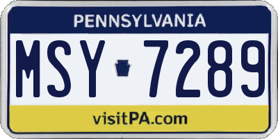 PA license plate MSY7289