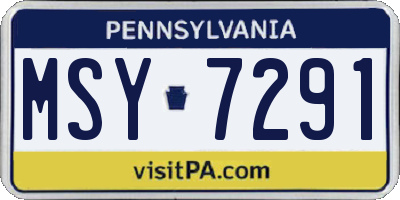 PA license plate MSY7291