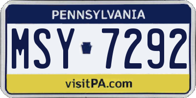 PA license plate MSY7292
