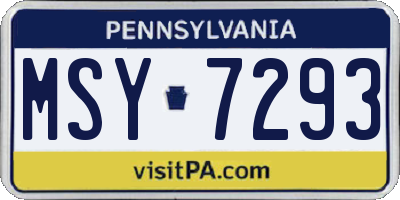 PA license plate MSY7293