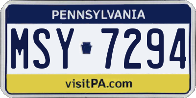 PA license plate MSY7294