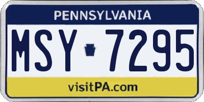 PA license plate MSY7295