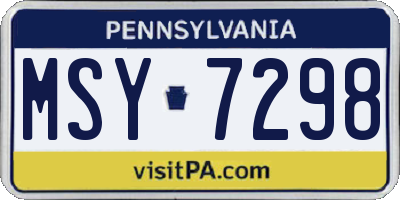 PA license plate MSY7298