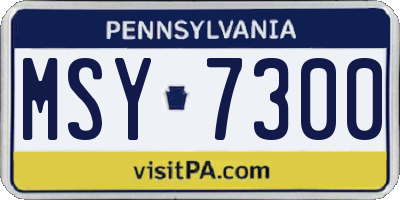 PA license plate MSY7300