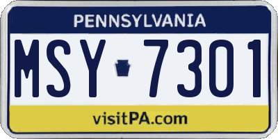 PA license plate MSY7301
