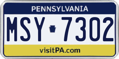PA license plate MSY7302